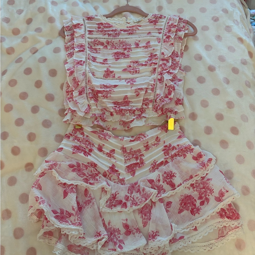 The Vintage Shop White & Pink Floral Lace Top